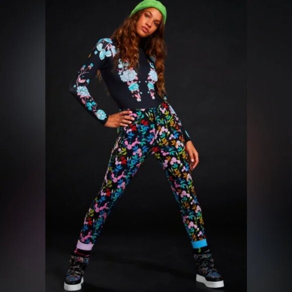 NWT XL ROWLEY X ROXY Fuseau Technical Snow Ski Pants Black MultiFloral - Picture 5 of 16